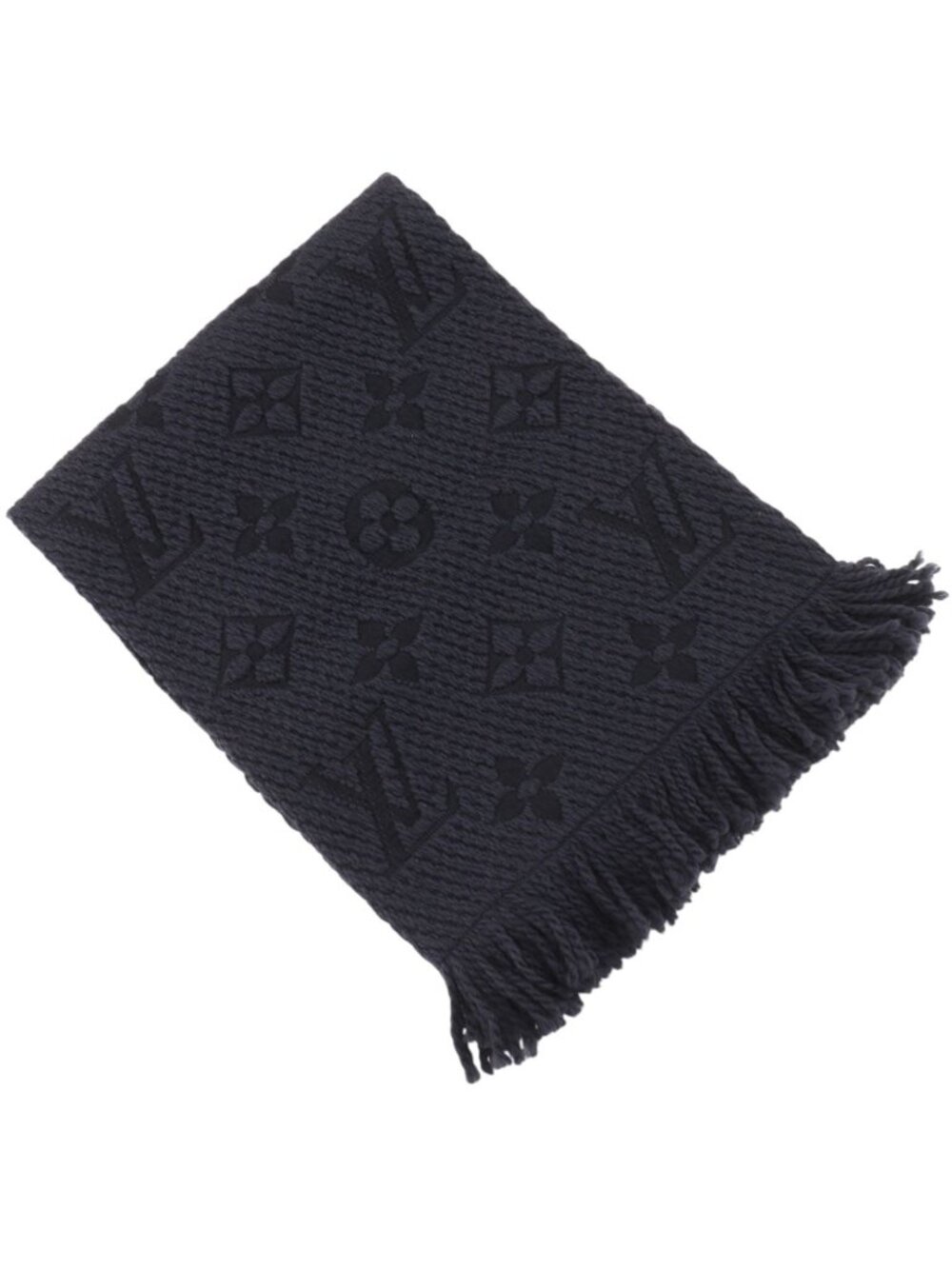 Louis Vuitton Logomania Scarf Monogram Wool Navy